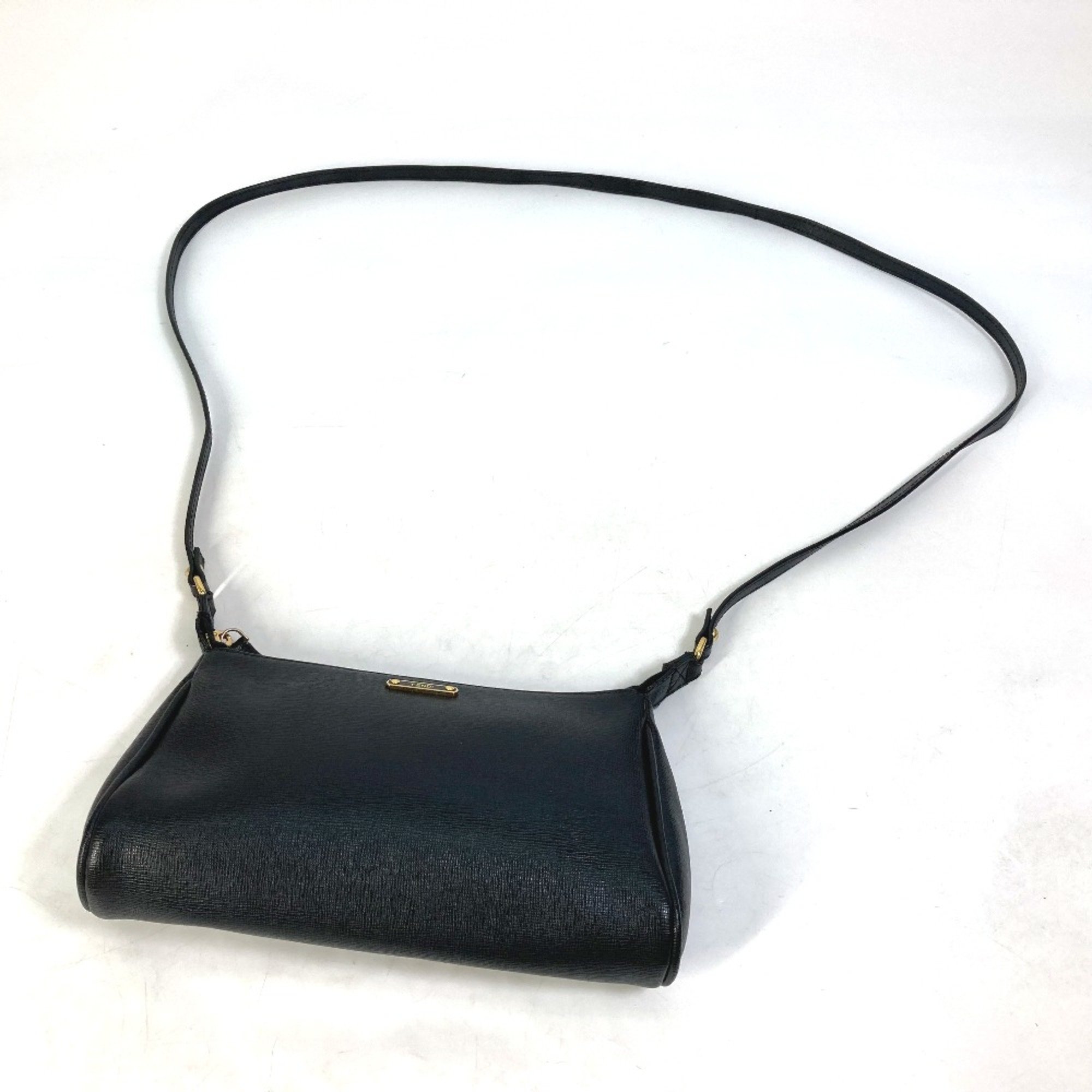 Fendi 8M0357 logo Pochette Shoulder Bag Black Gold