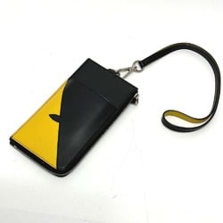 Fendi 7M0283 Wallet Coin Compartment Card Case Neck with Strap coin purse Black yellow