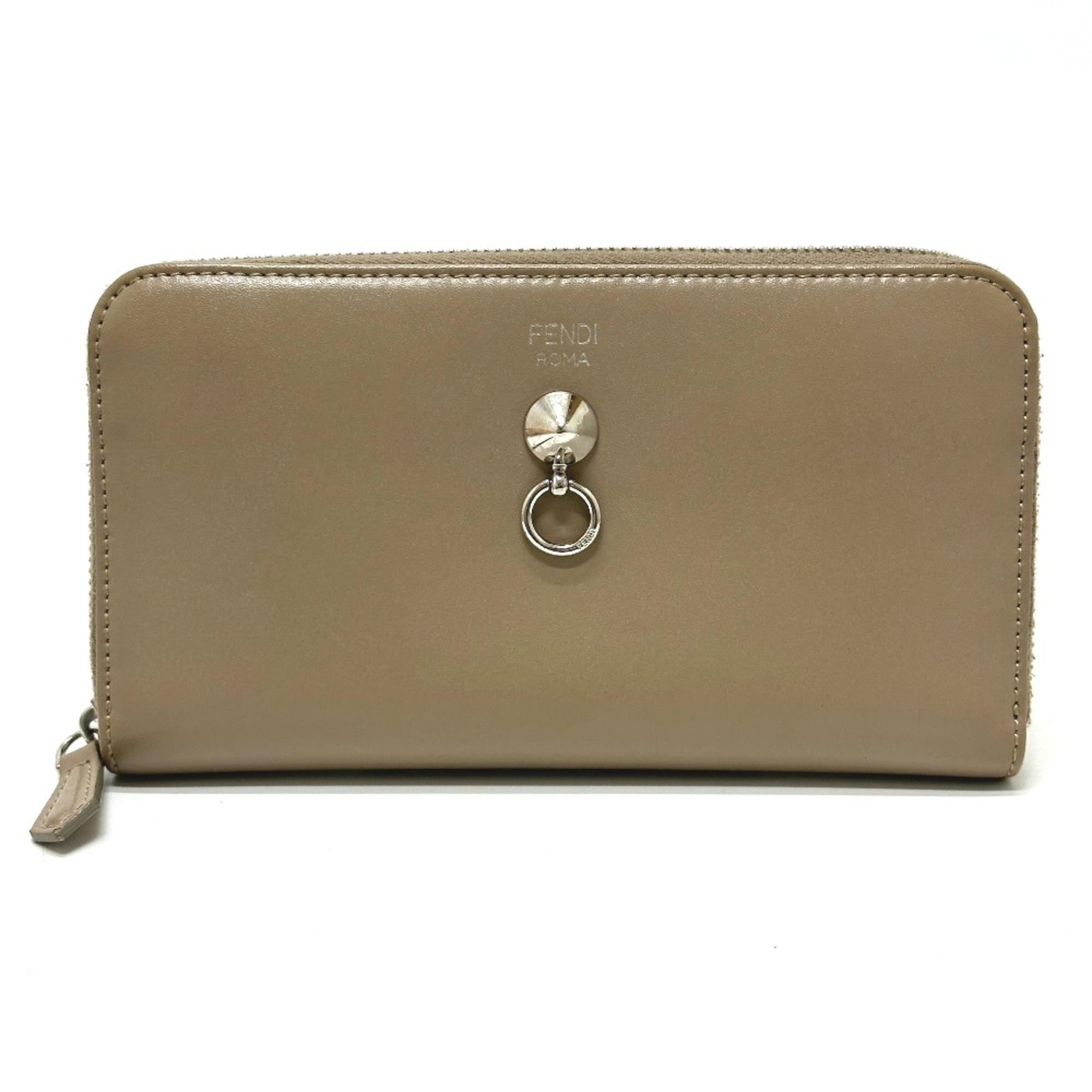 Fendi 8M0299 Zip Around Long Wallet Beige