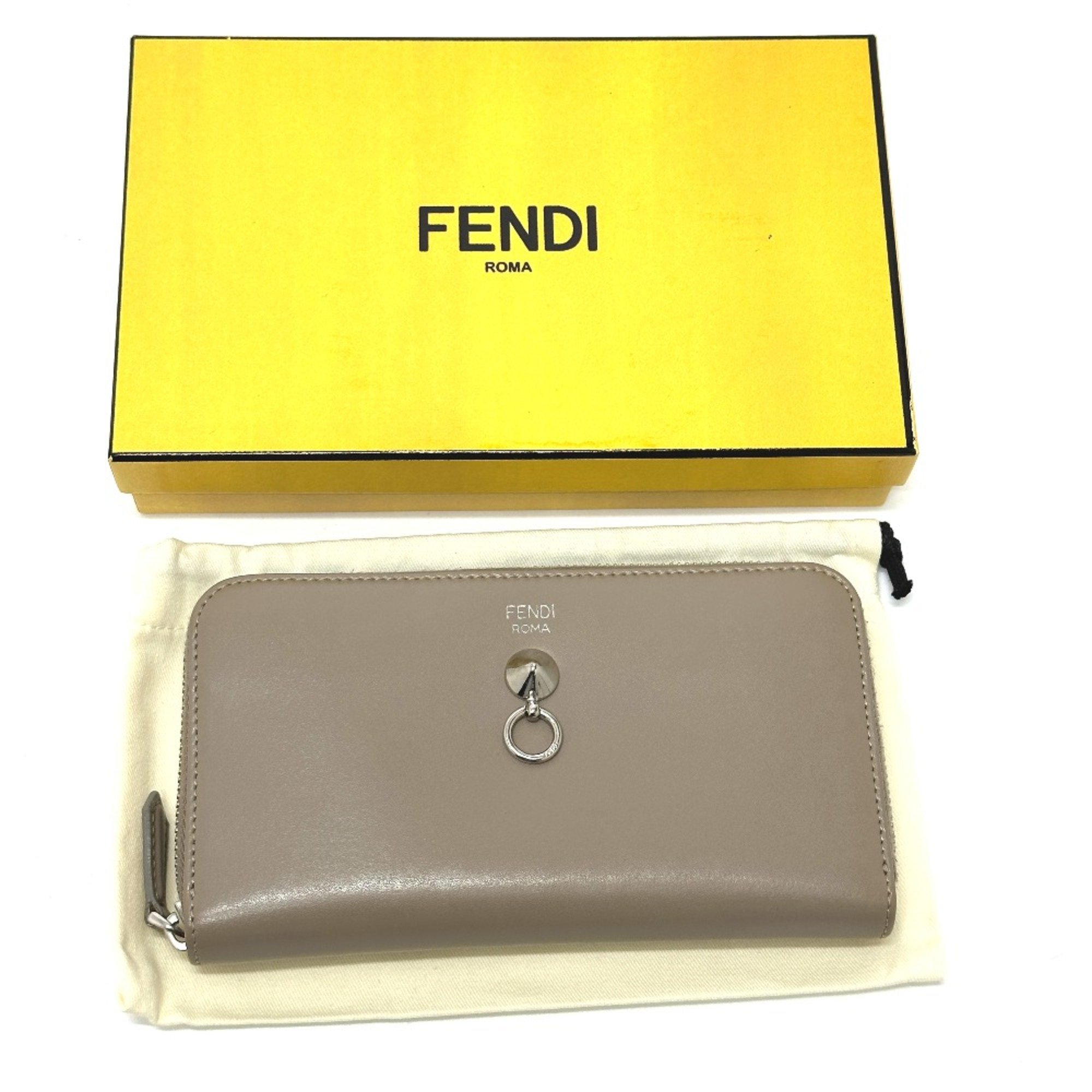 Fendi 8M0299 Zip Around Long Wallet Beige