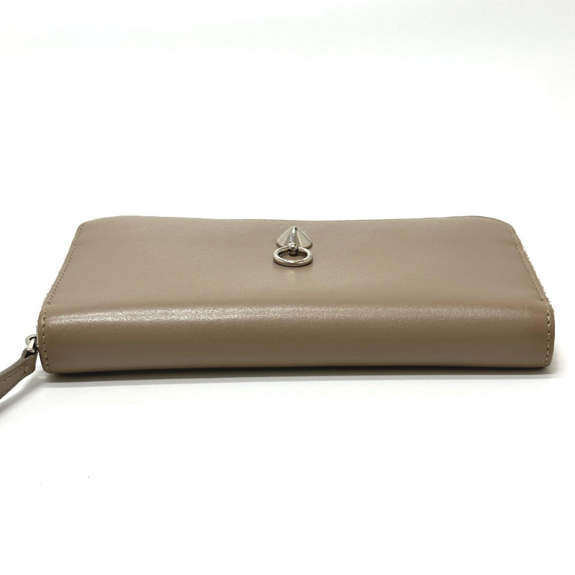 Fendi 8M0299 Zip Around Long Wallet Beige