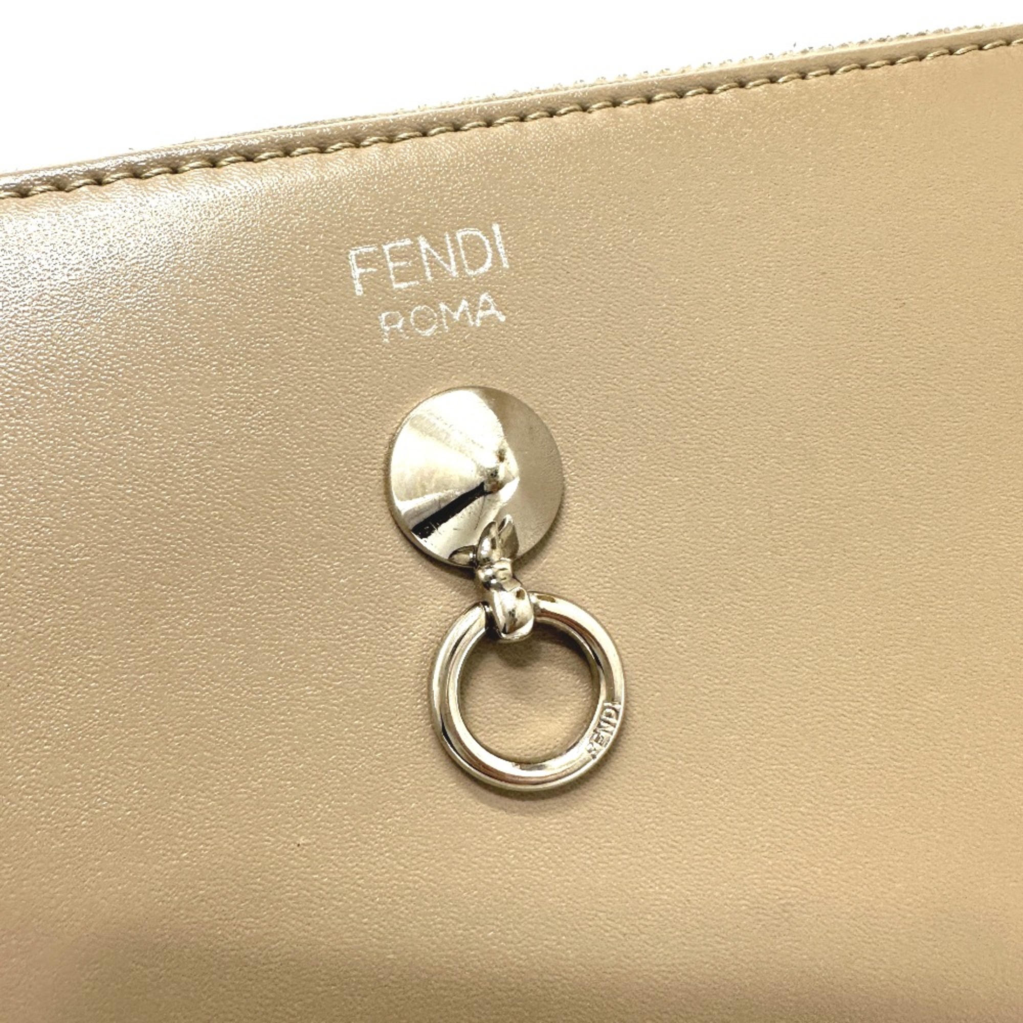 Fendi 8M0299 Zip Around Long Wallet Beige