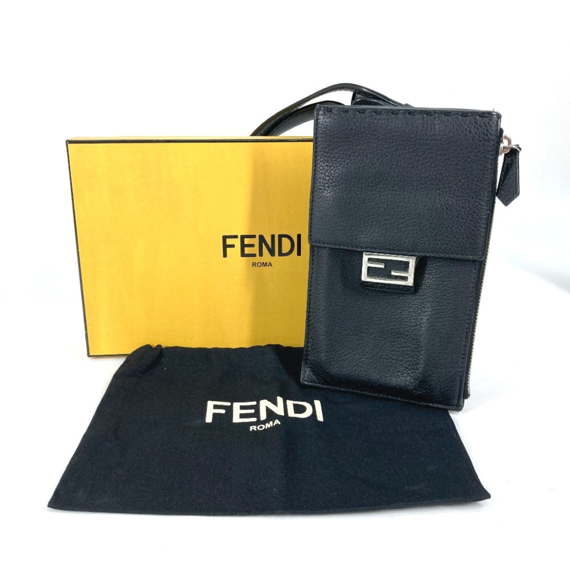 Fendi 7AS034 Crossbody Pochette phone pouch bag Shoulder Bag Black