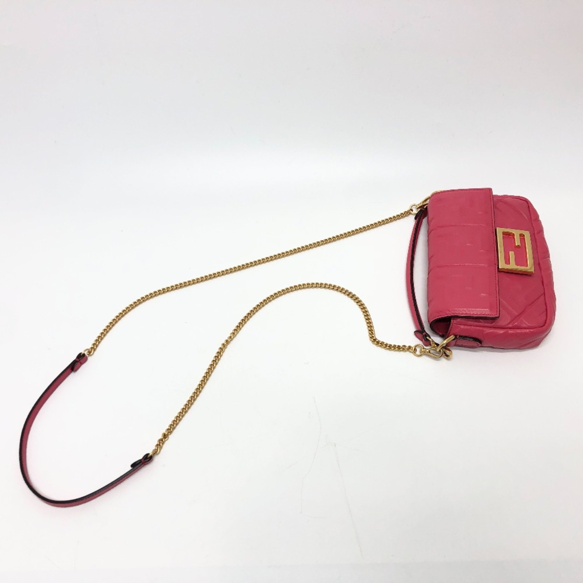 Fendi 8BS017 FF Chain 2WAY bag Shoulder Bag pink GoldHardware