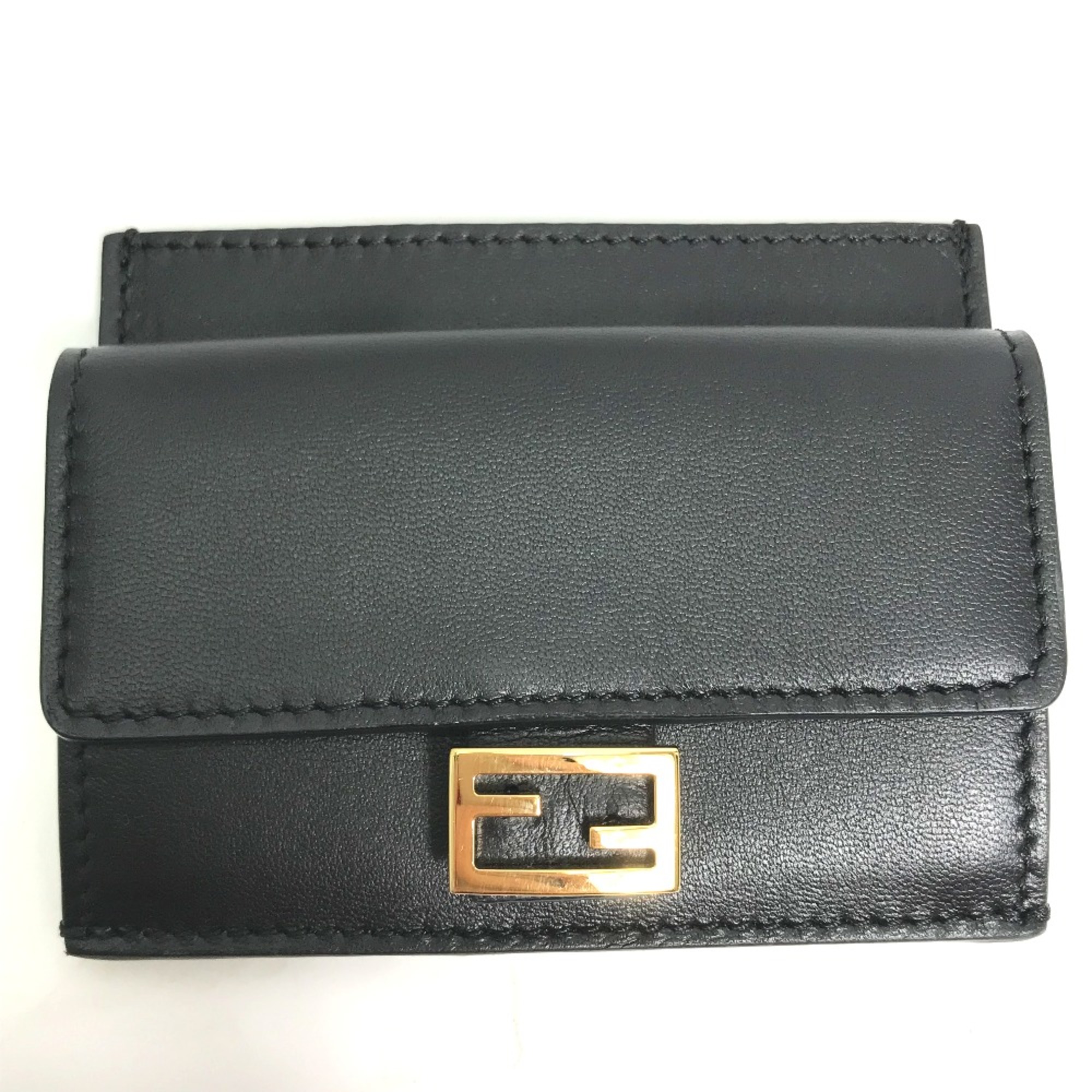 Fendi 8M0423 Coin Compartment Wallet coin purse Black Gold