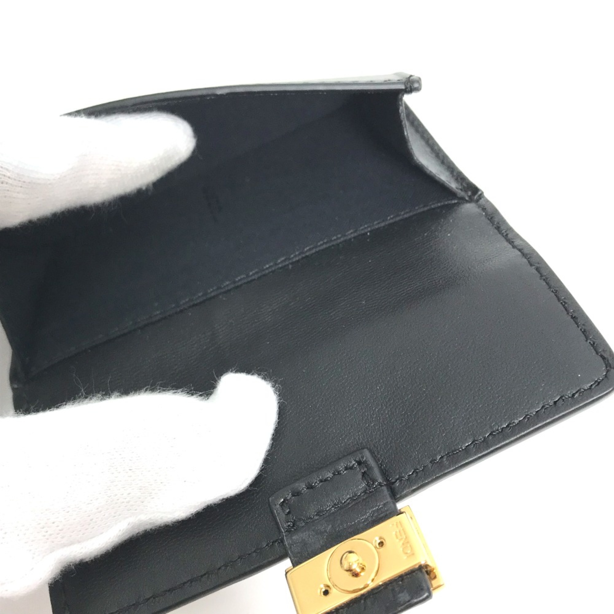 Fendi 8M0423 Coin Compartment Wallet coin purse Black Gold