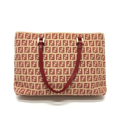 Fendi 8BH132 Zucchino bag shawl Hand Bag Red GoldHardware