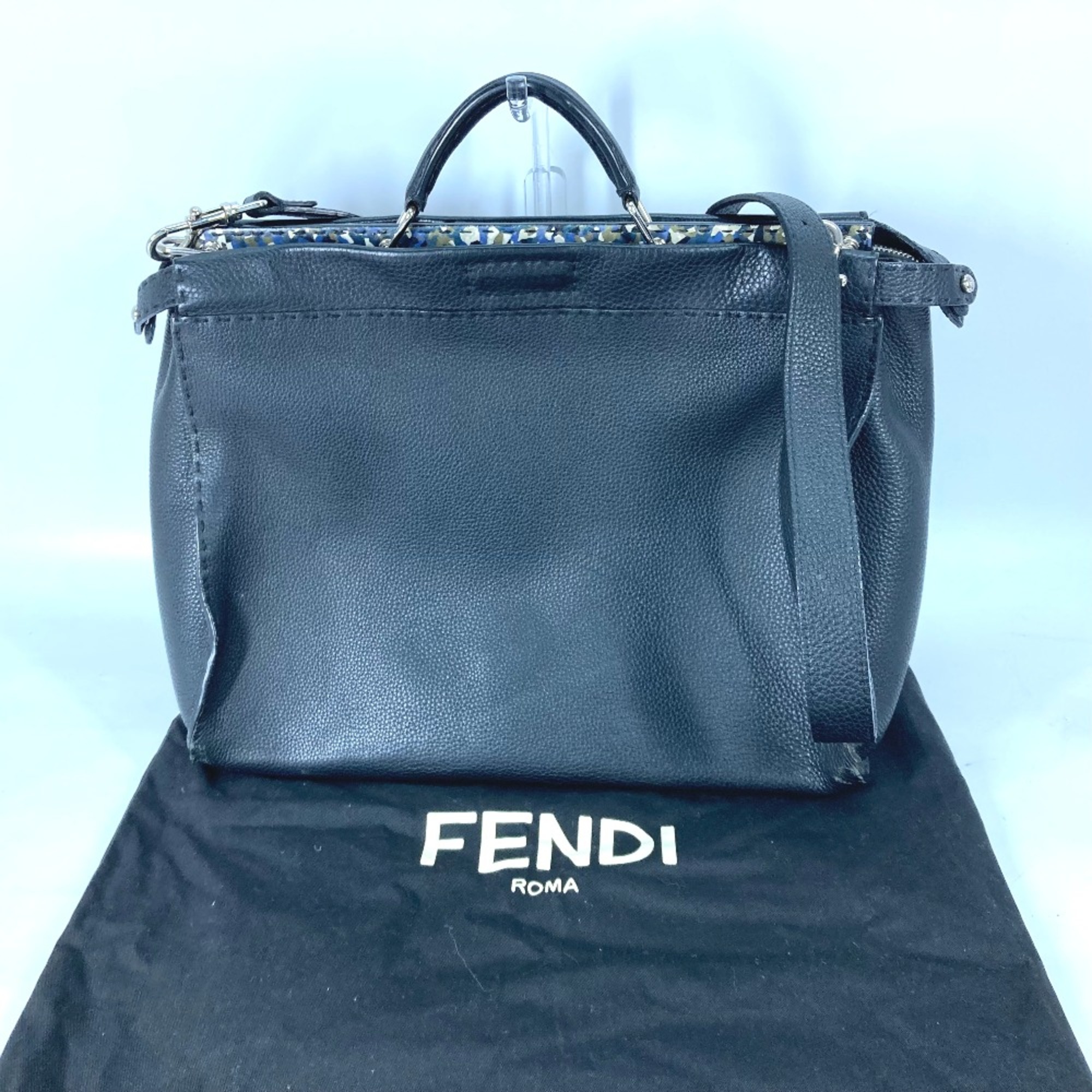 Fendi 7VA388 Selleria 2WAY Hand Bag Shoulder Bag Crossbody Business bag Black