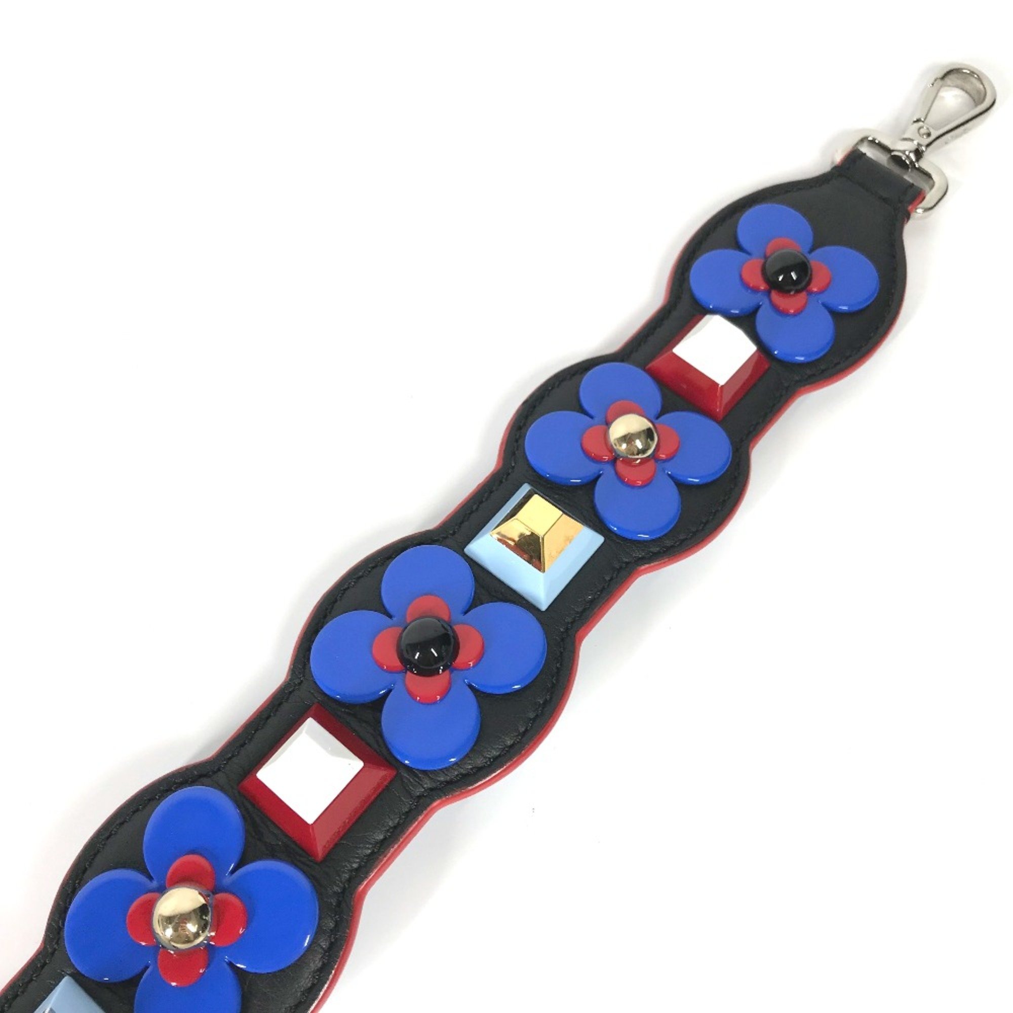 Fendi multi-stud flower flower Spare strap bag accessories Shoulder strap Blue x Black