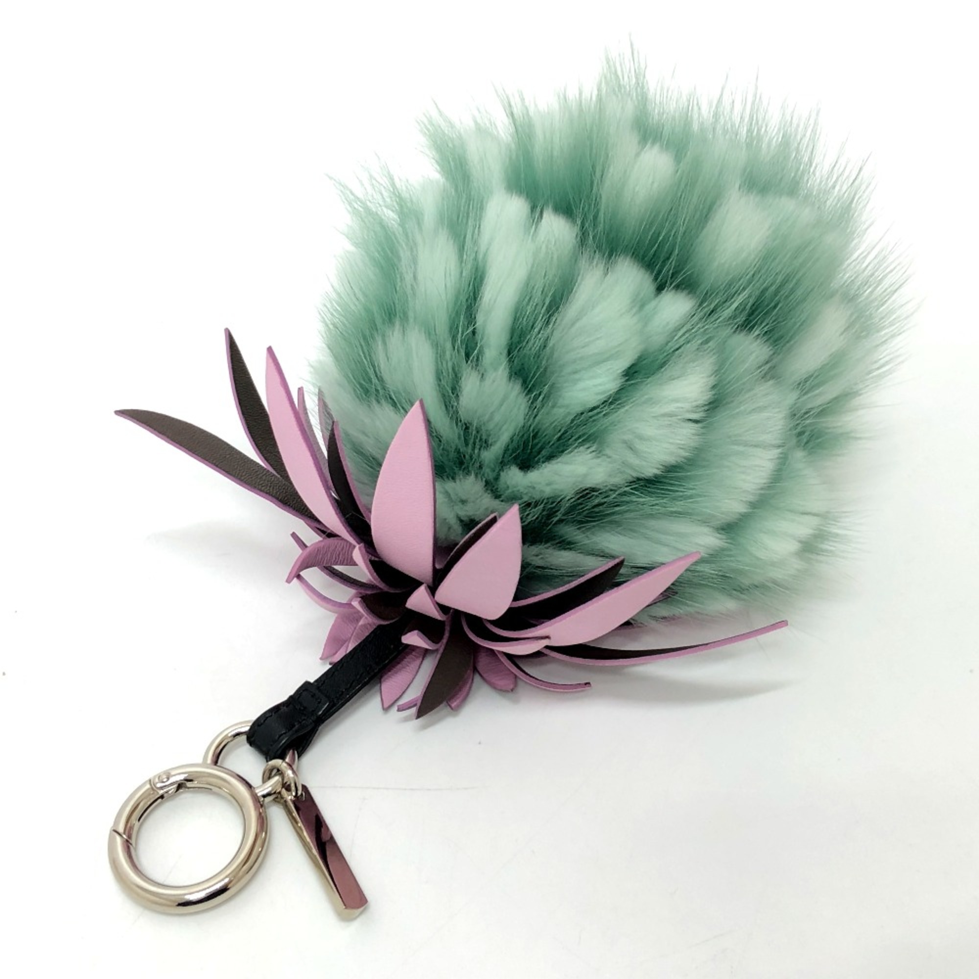 Fendi 7AR577 fruit pineapple Key Holder Bag Charm Green Pink /SilverHardware