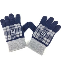 Fendi FXY010 Check Bicolor Glove gloves Navy gray