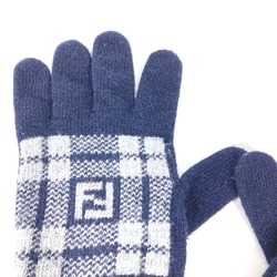 Fendi FXY010 Check Bicolor Glove gloves Navy gray