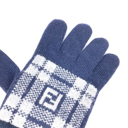 Fendi FXY010 Check Bicolor Glove gloves Navy gray