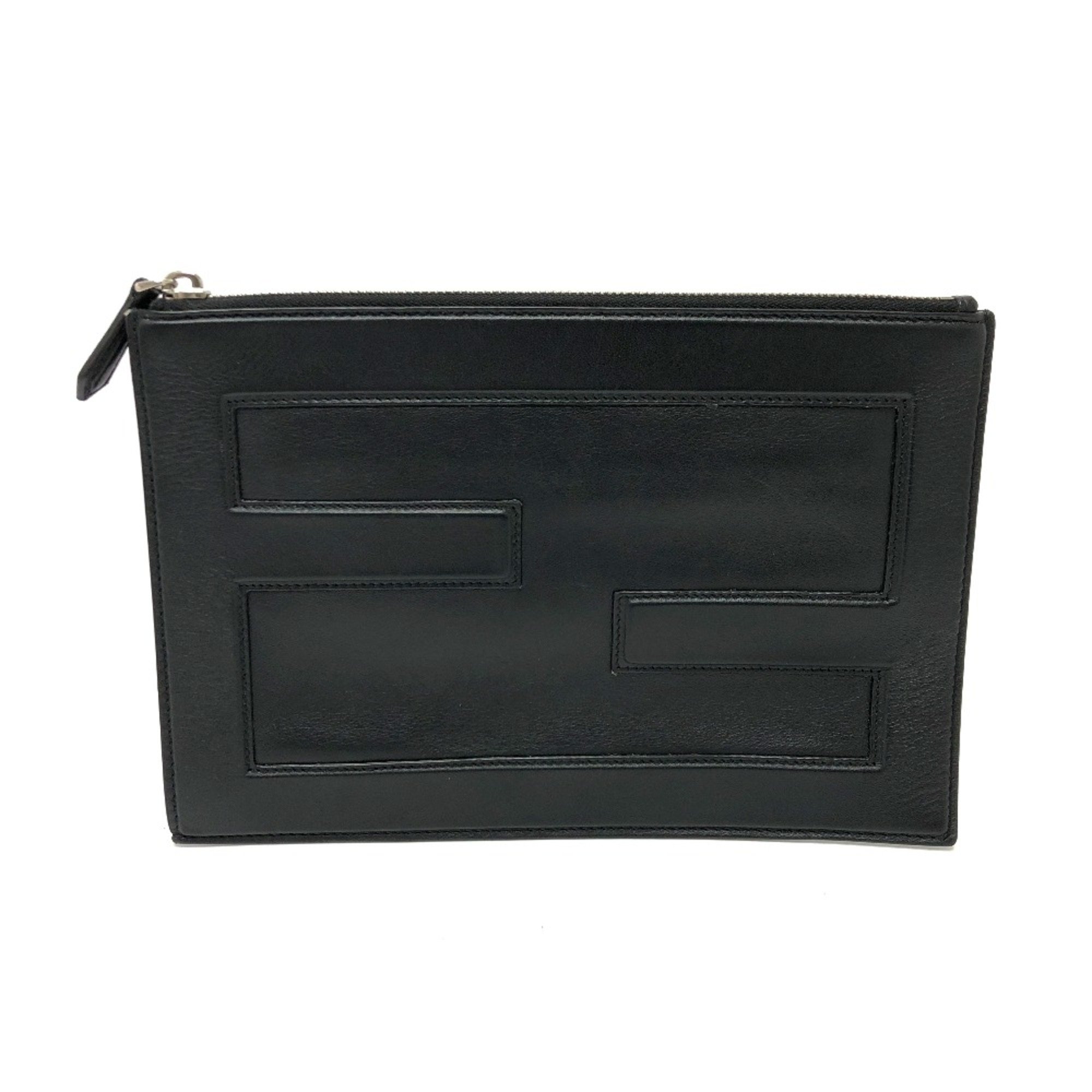 Fendi 7N0113 logo Cluch Bag bag Clutch bag Black SilverHardware