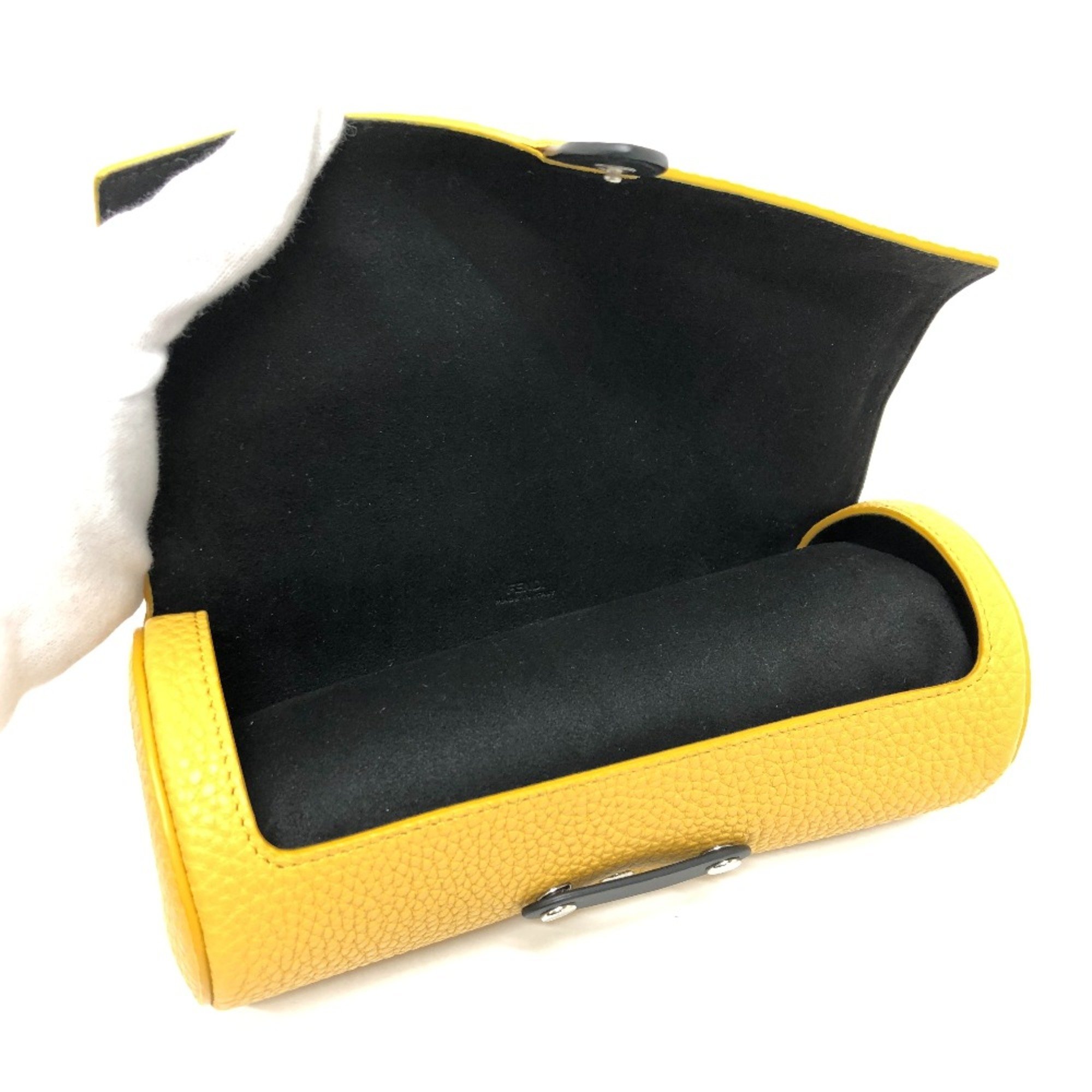 Fendi 7AS073 Watch case Watch case Accessory case yellow Black/SilverHardware