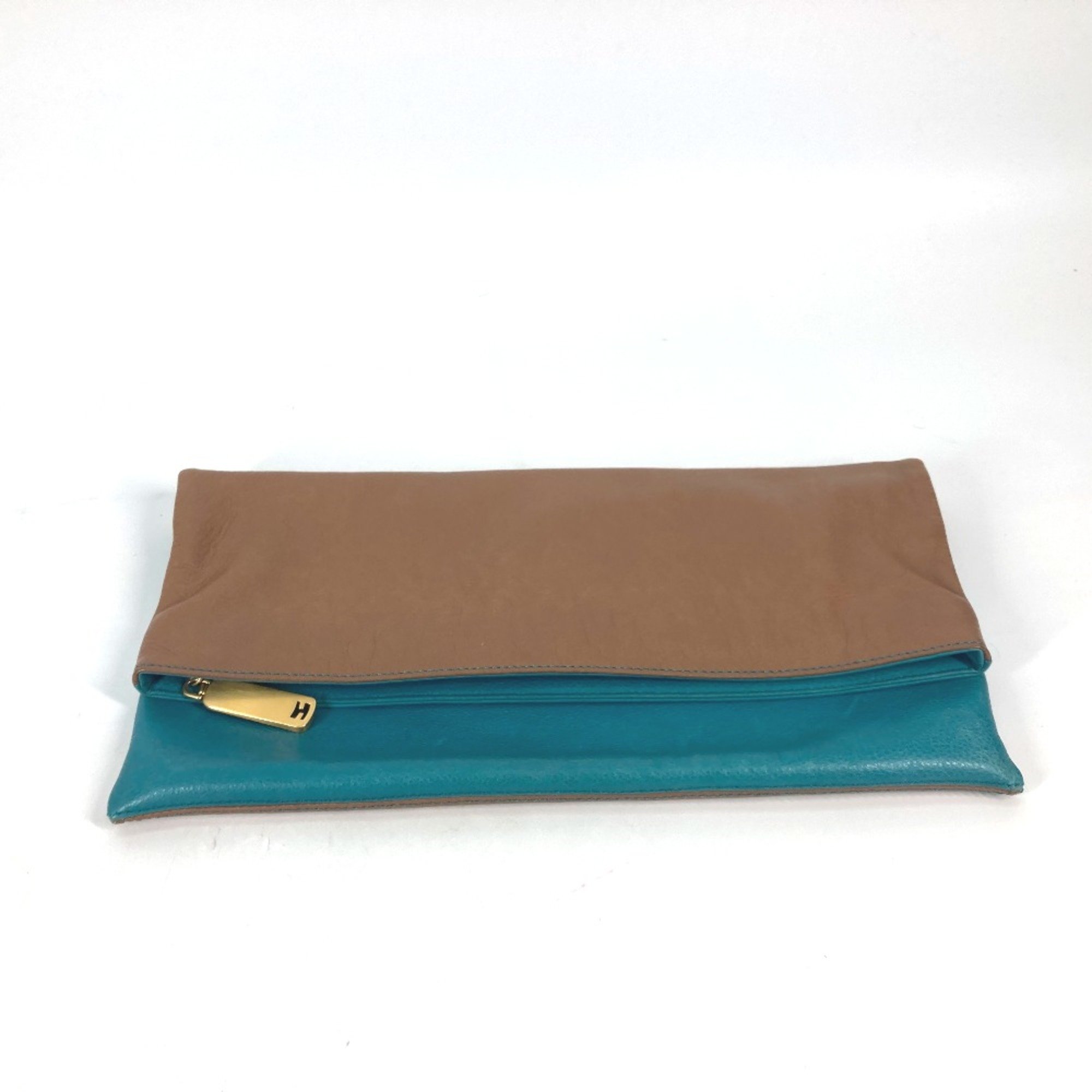 Fendi 8BP062 bag pouch Two fold Clutch bag Brown blue