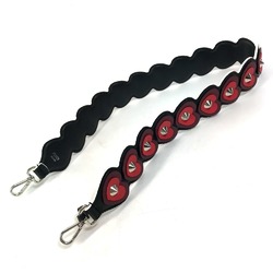 Fendi Heart studs Spare strap bag accessories Shoulder strap Black x Red