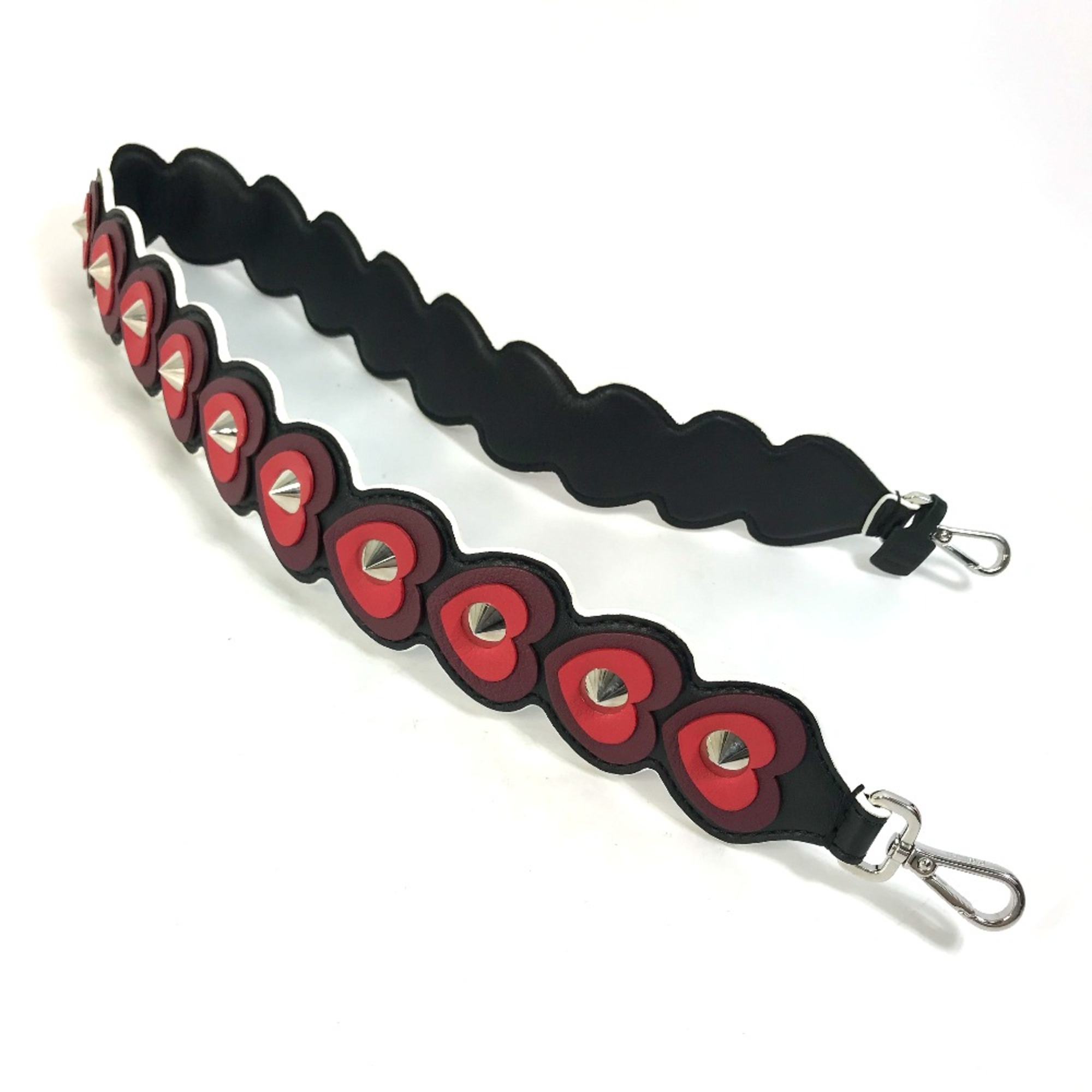 Fendi Heart studs Spare strap bag accessories Shoulder strap Black x Red