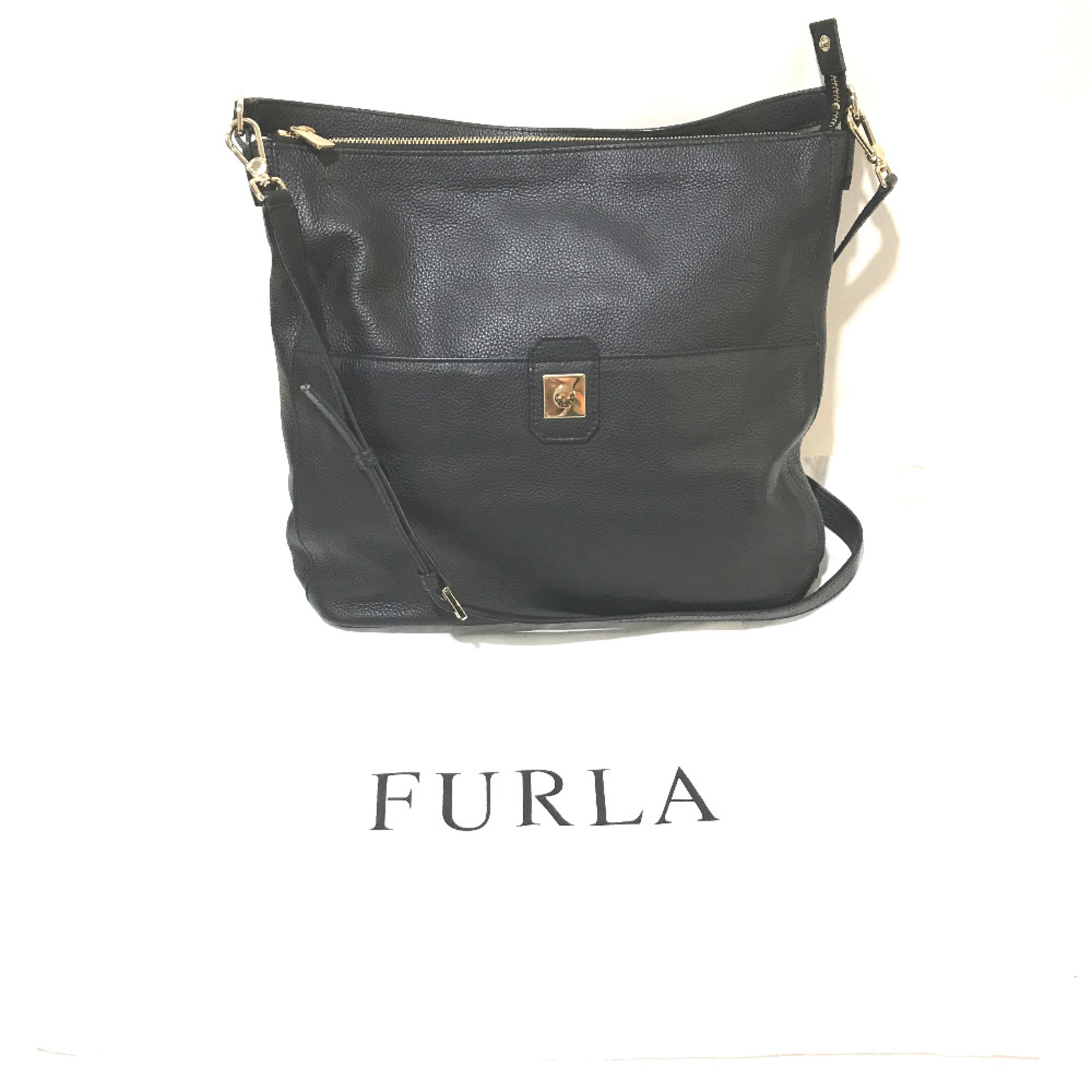 Furla 2WAY Shoulder Bag Hand Bag Black