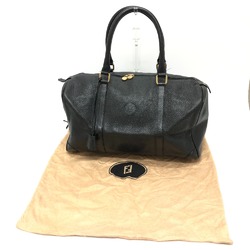 Fendi FF logo Hand Bag Duffle Bag Black GoldHardware