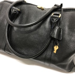 Fendi FF logo Hand Bag Duffle Bag Black GoldHardware