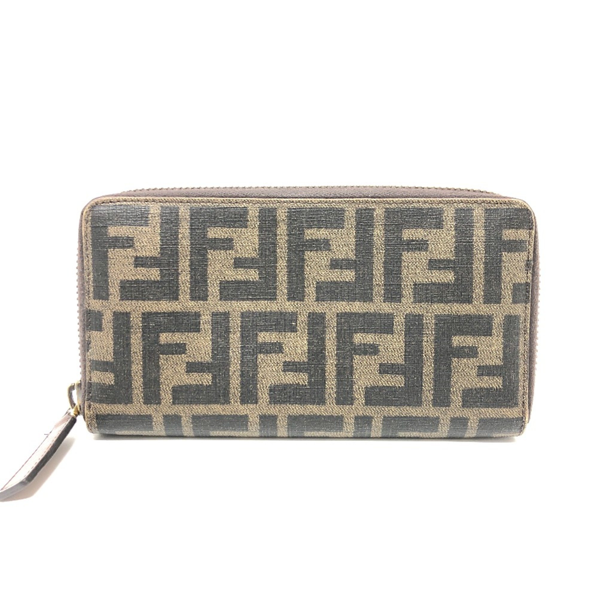 Fendi 7M0174 Zip Around Long Wallet Long Wallet Brown GoldHardware