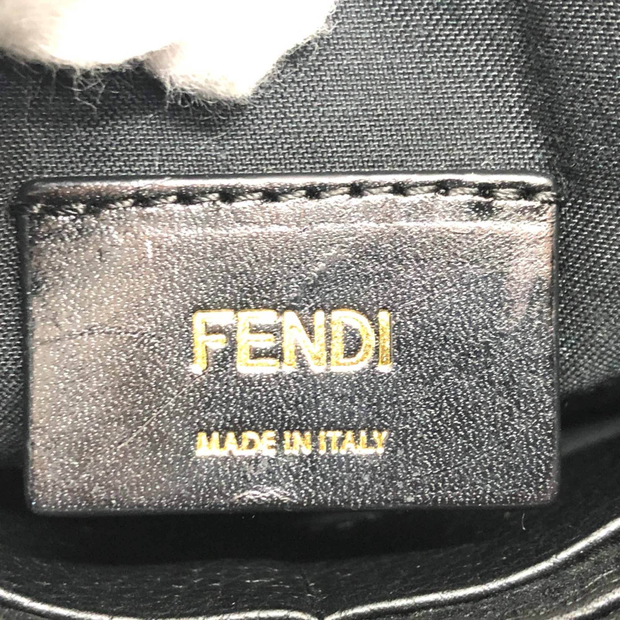 Fendi 7VA491 monster Bag pouch with strap Clutch bag Black GoldHardware