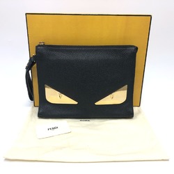 Fendi 7VA491 monster Bag pouch with strap Clutch bag Black GoldHardware