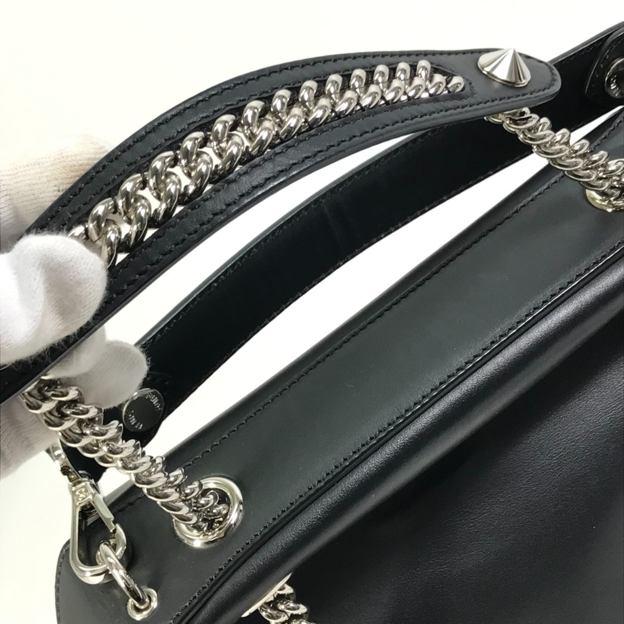 Fendi 8BZ042 Bag 2WAY Hand Bag Chain Backpack Black