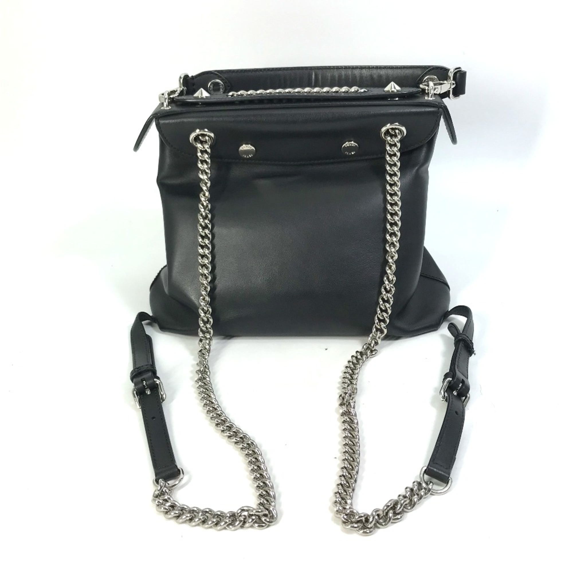 Fendi 8BZ042 Bag 2WAY Hand Bag Chain Backpack Black