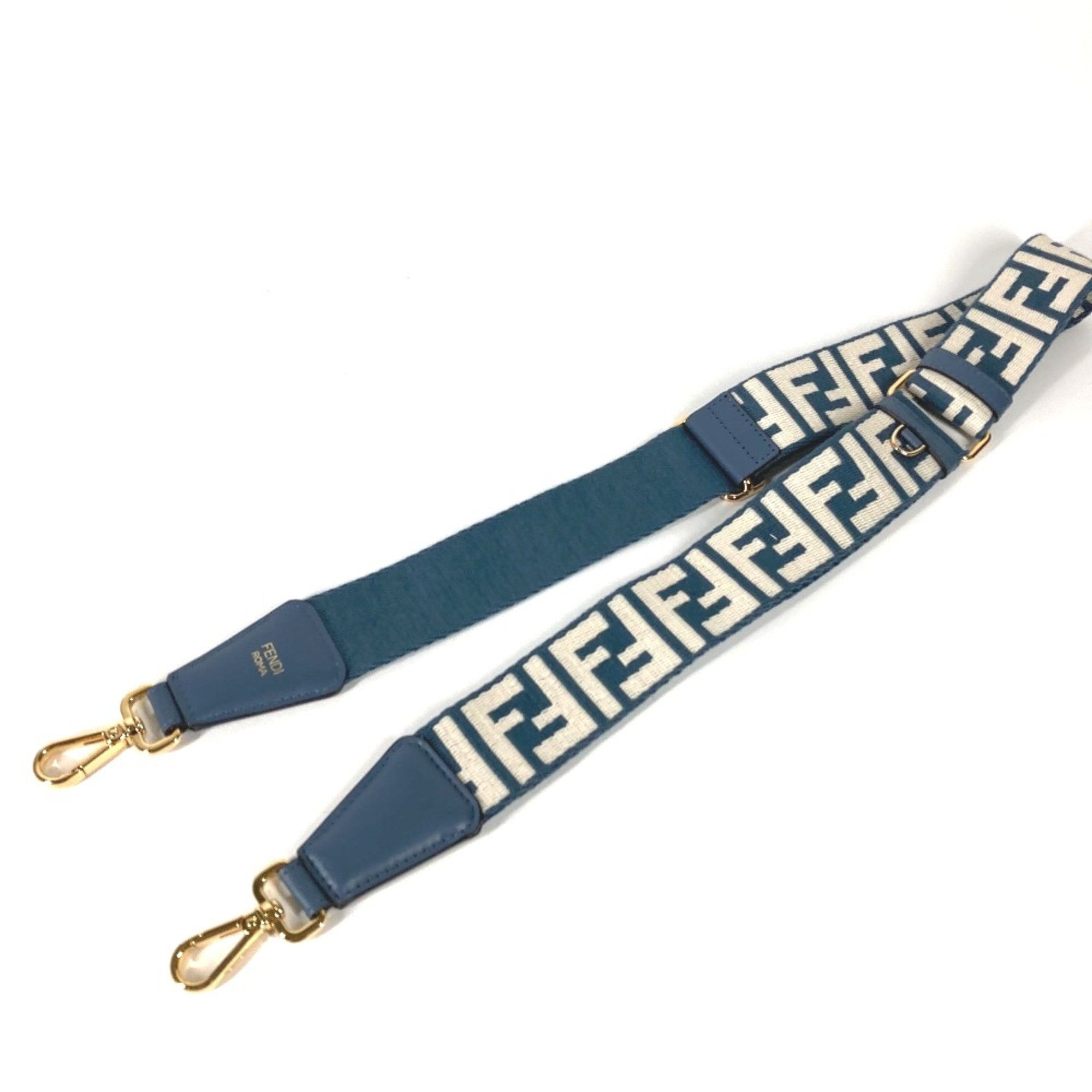 Fendi 8AV386 Zucca Shoulder strap blue White