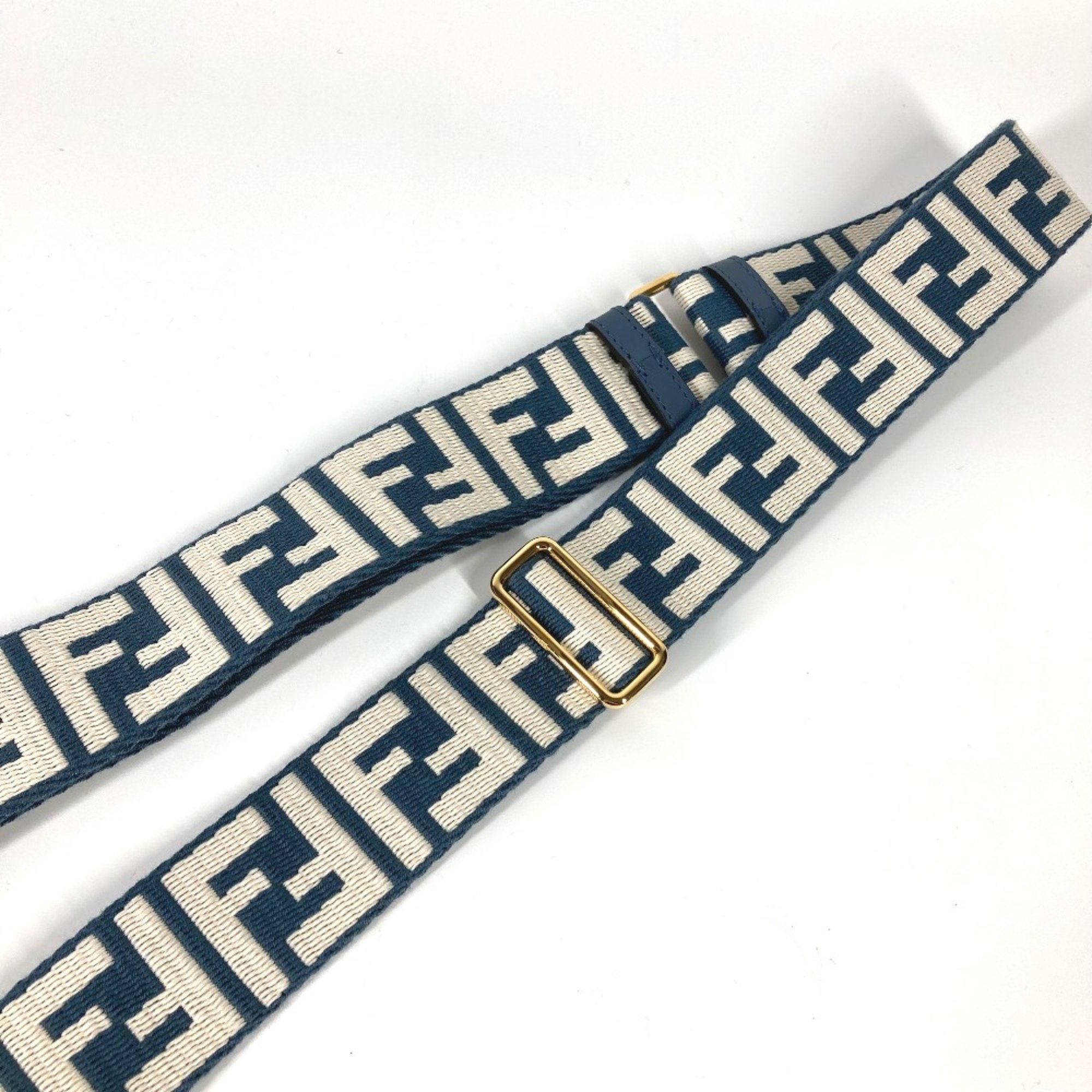 Fendi 8AV386 Zucca Shoulder strap blue White