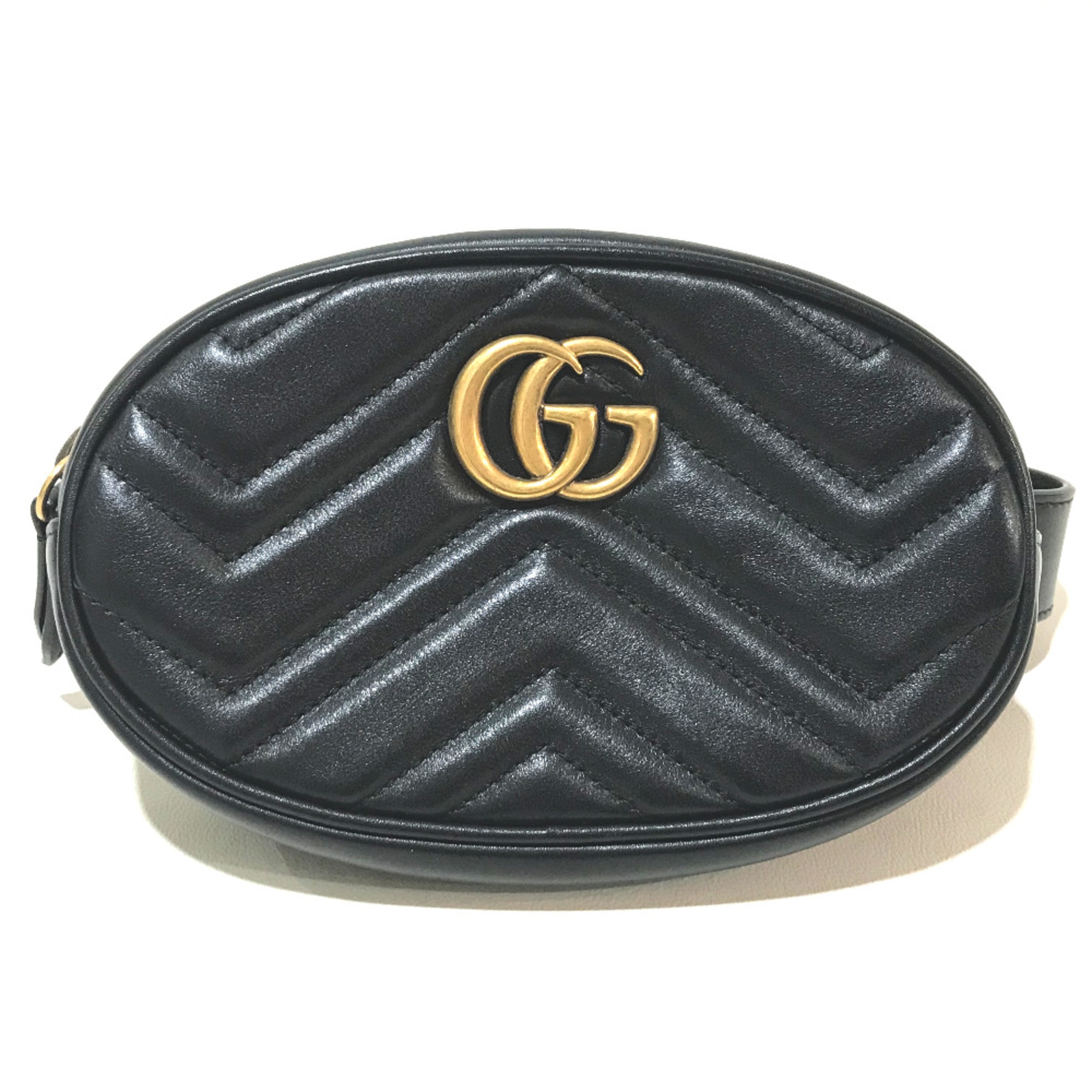 Gucci 476434 GG Marmont bag belt bag Waist Pouch Black Gold