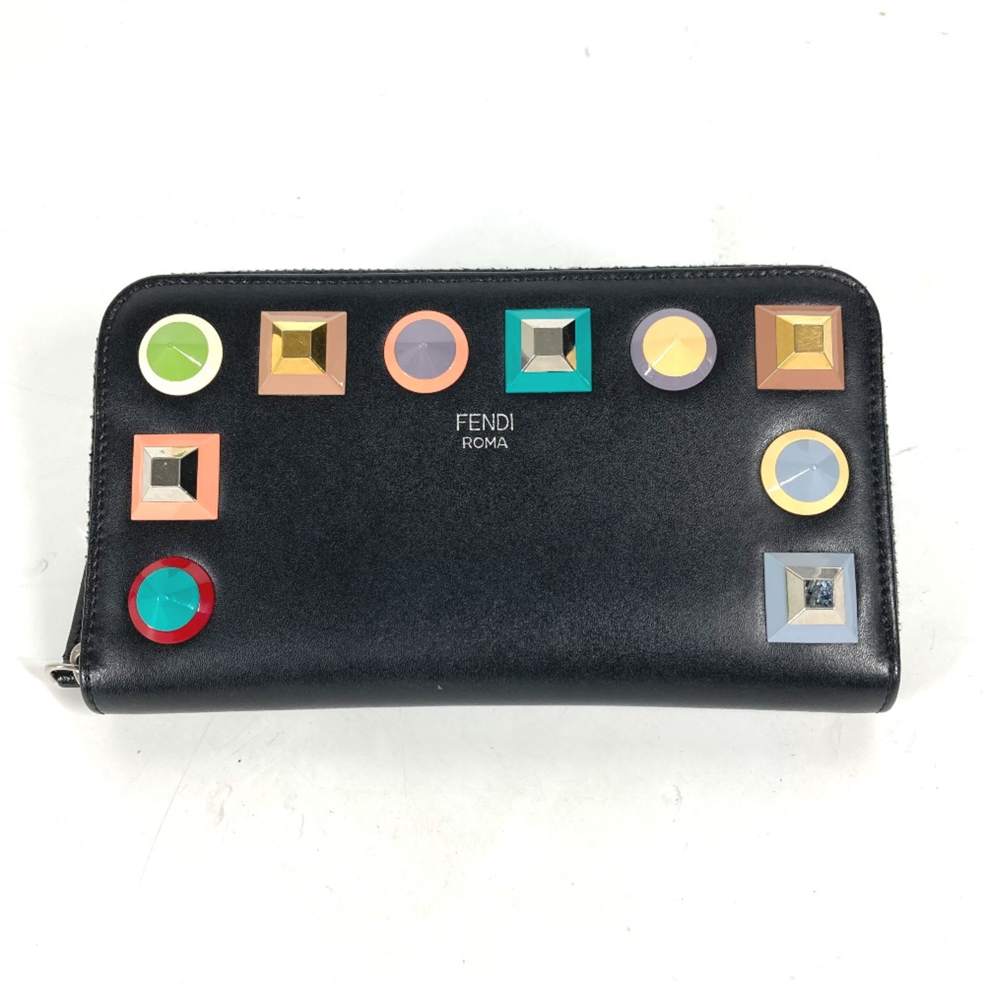 Fendi Long wallet Zip Around Long Wallet Black Multicolore