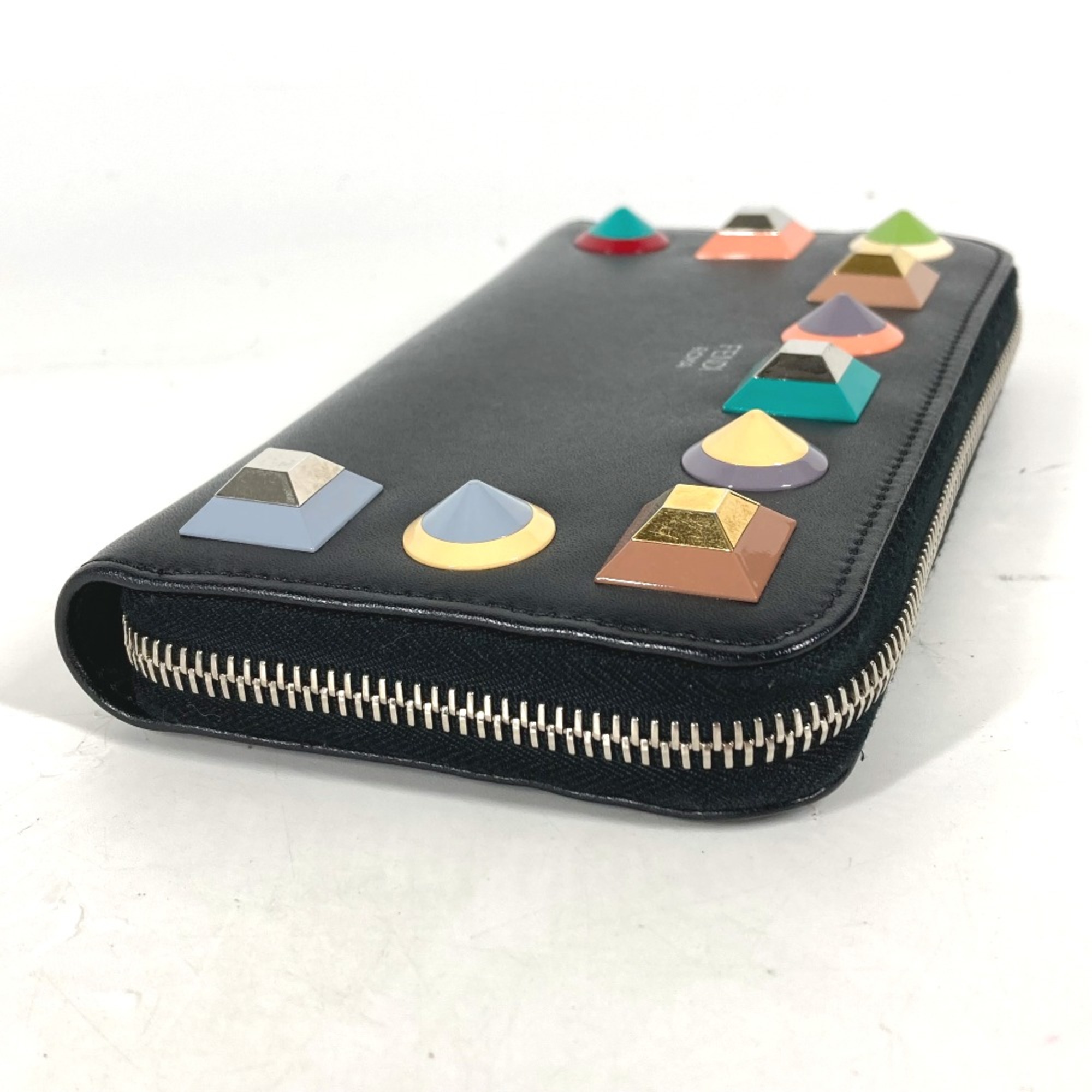 Fendi Long wallet Zip Around Long Wallet Black Multicolore