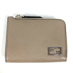 Fendi 7M0330 Fragment case Wallet Wallet Coin Compartment L-shaped zipper coin purse BeigeBased