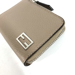 Fendi 7M0330 Fragment case Wallet Wallet Coin Compartment L-shaped zipper coin purse BeigeBased