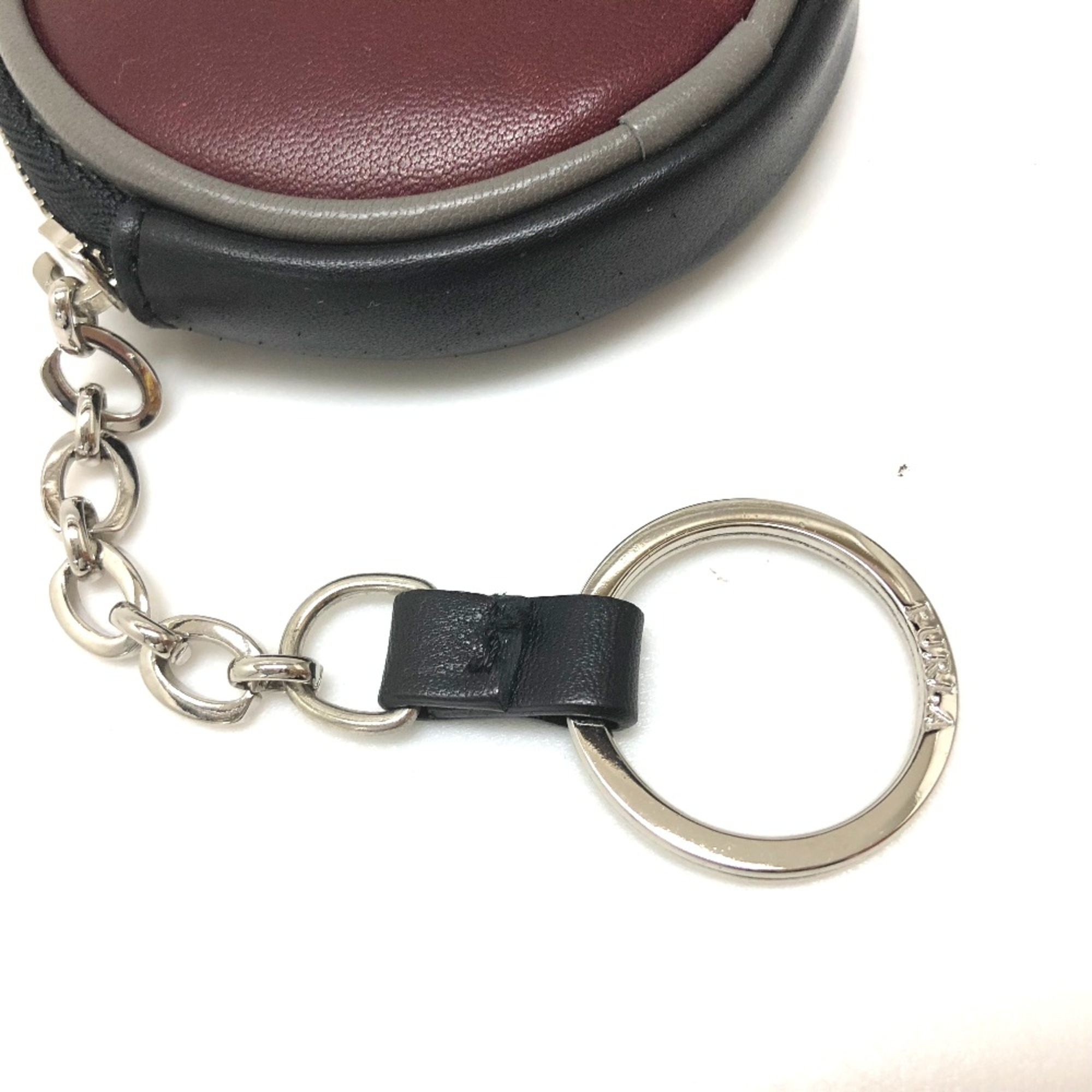 Furla With key ring Men's Women's coin purse Red Bordeaux Based