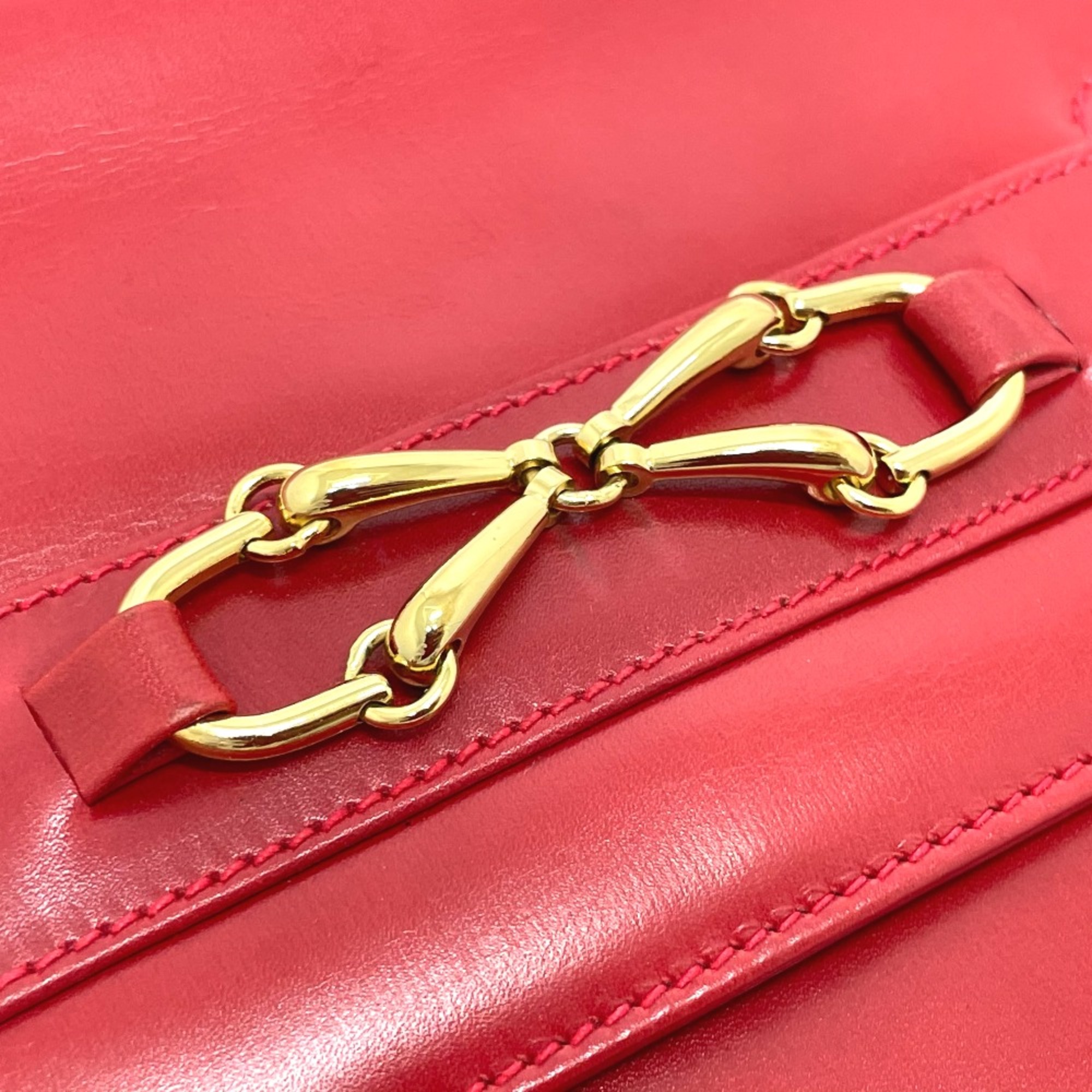 Gucci 004-01-0476 vintage Bag 2WAY Clutch bag Shoulder Bag Red x GoldHardware