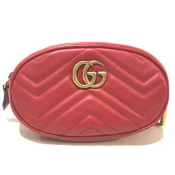 Gucci 476434 GG Marmont Bag Waist Pouch Belt bag Waist Pouch Red Red Gold