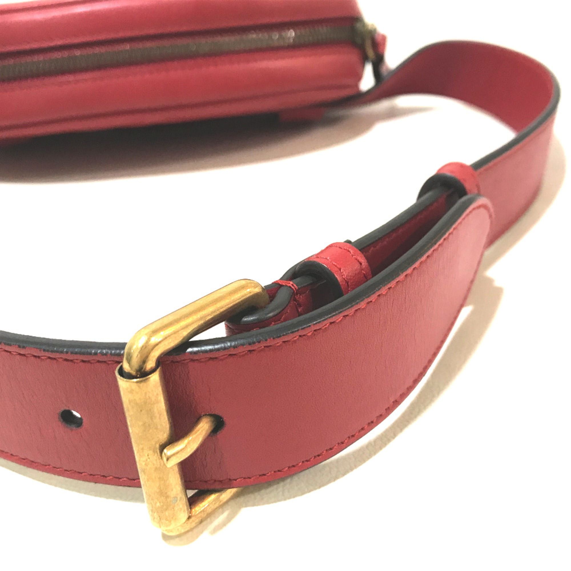 Gucci 476434 GG Marmont Bag Waist Pouch Belt bag Waist Pouch Red Red Gold