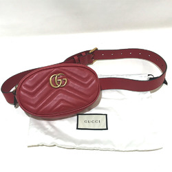 Gucci 476434 GG Marmont Bag Waist Pouch Belt bag Waist Pouch Red Red Gold