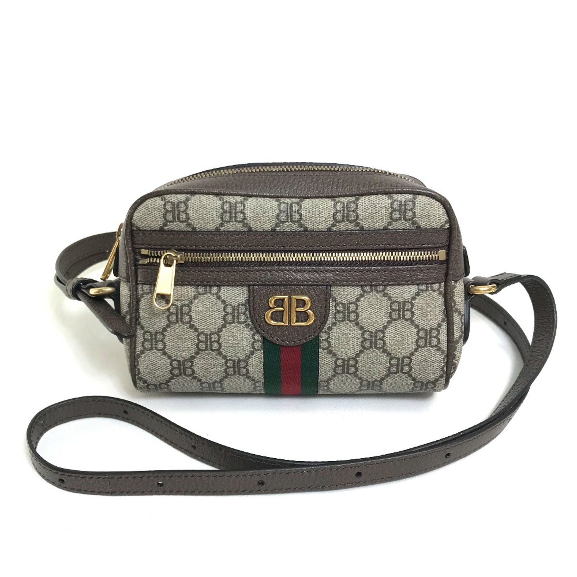 Gucci 680128 GG BB logo Bag Balenciaga Balenciaga Collaboration Shoulder Bag Beige x Brown