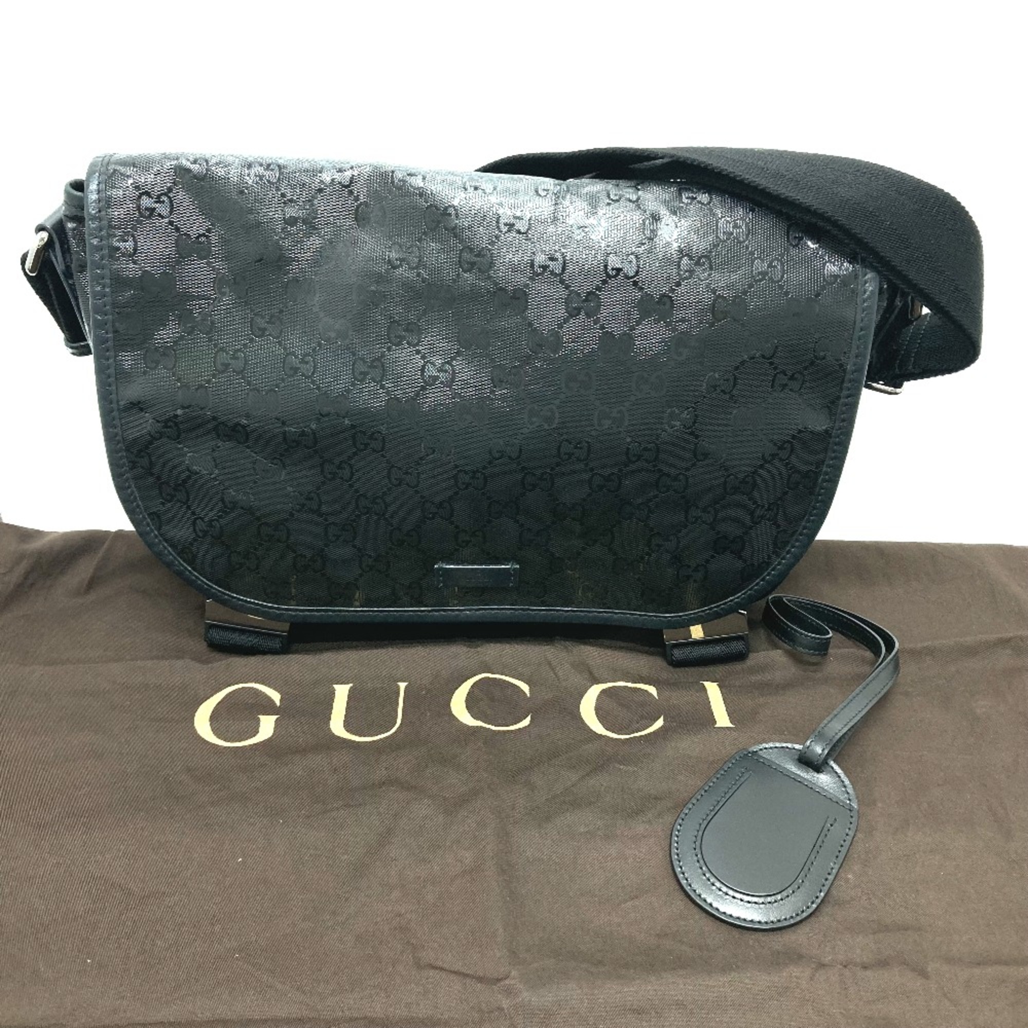 Gucci 201732 GG implementation Kaban One Shoulder Bag Messenger Bag Shoulder Bag Black