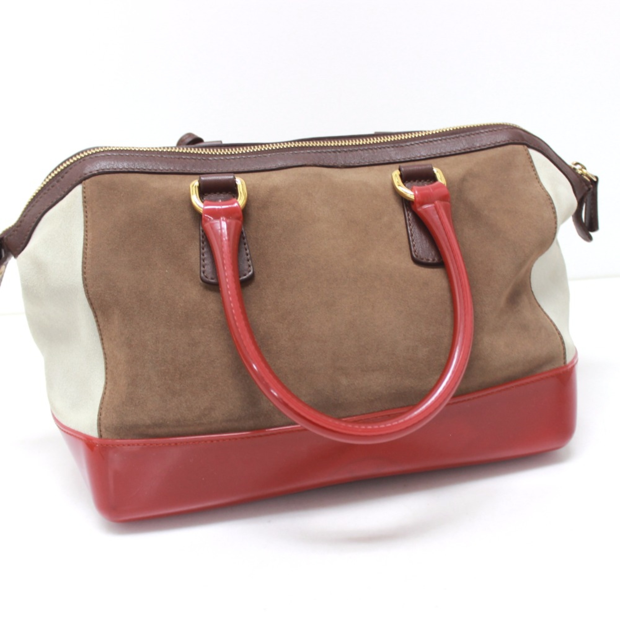 Furla Hand Bag Duffle Bag Brown Red