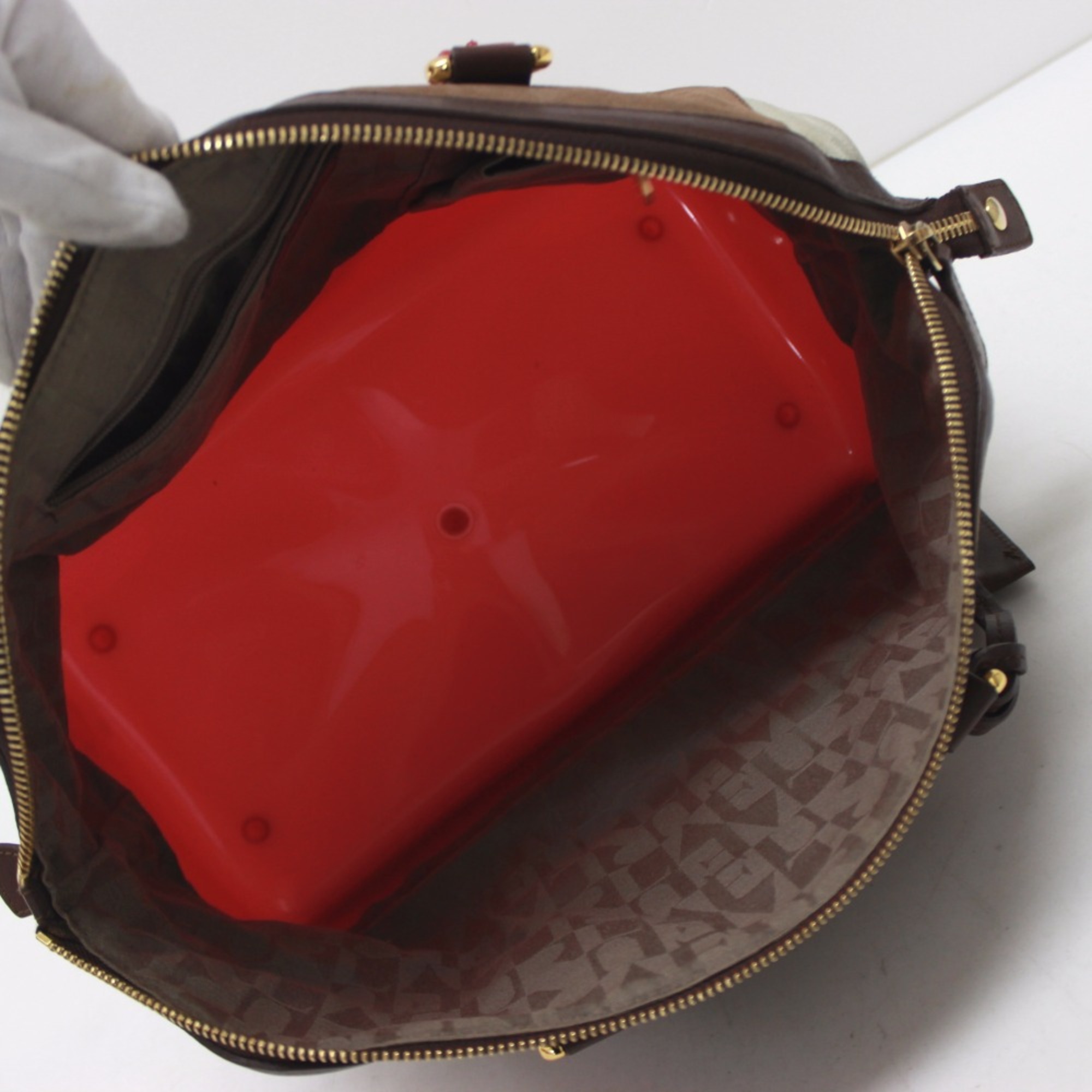 Furla Hand Bag Duffle Bag Brown Red