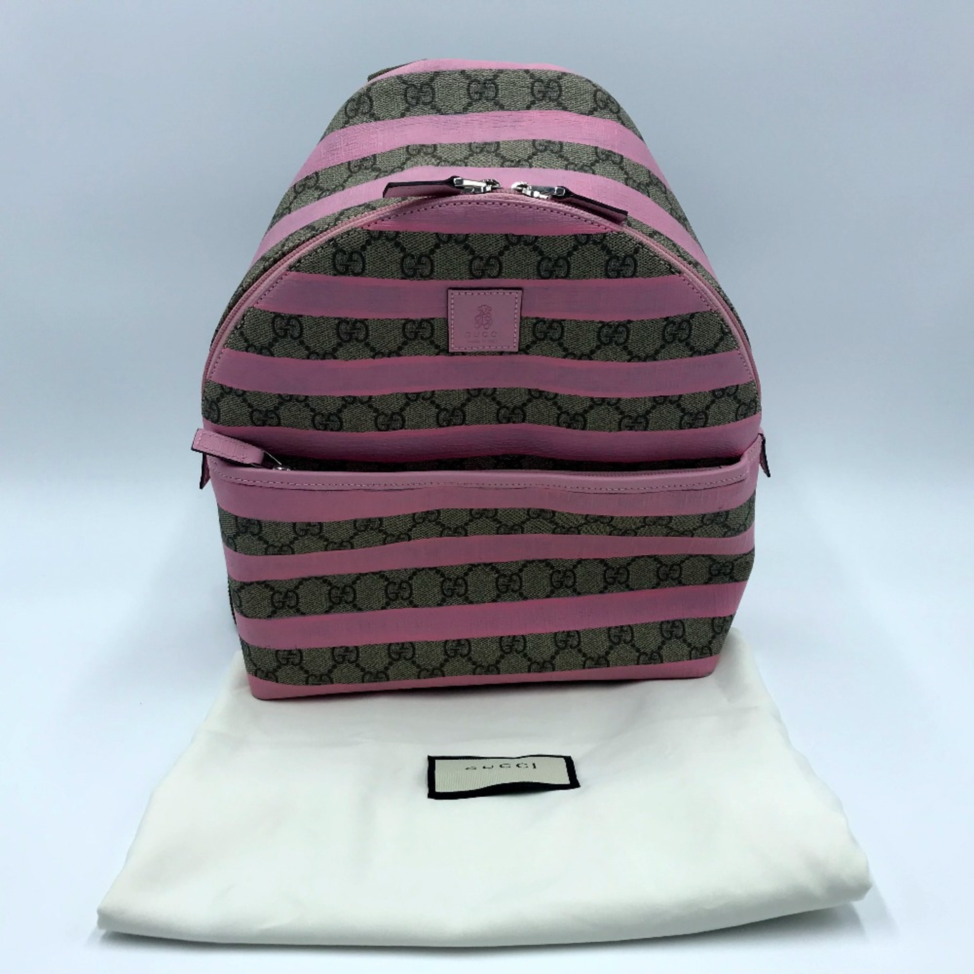 Gucci 271327 GG Supreme Backpack Pink x Beige