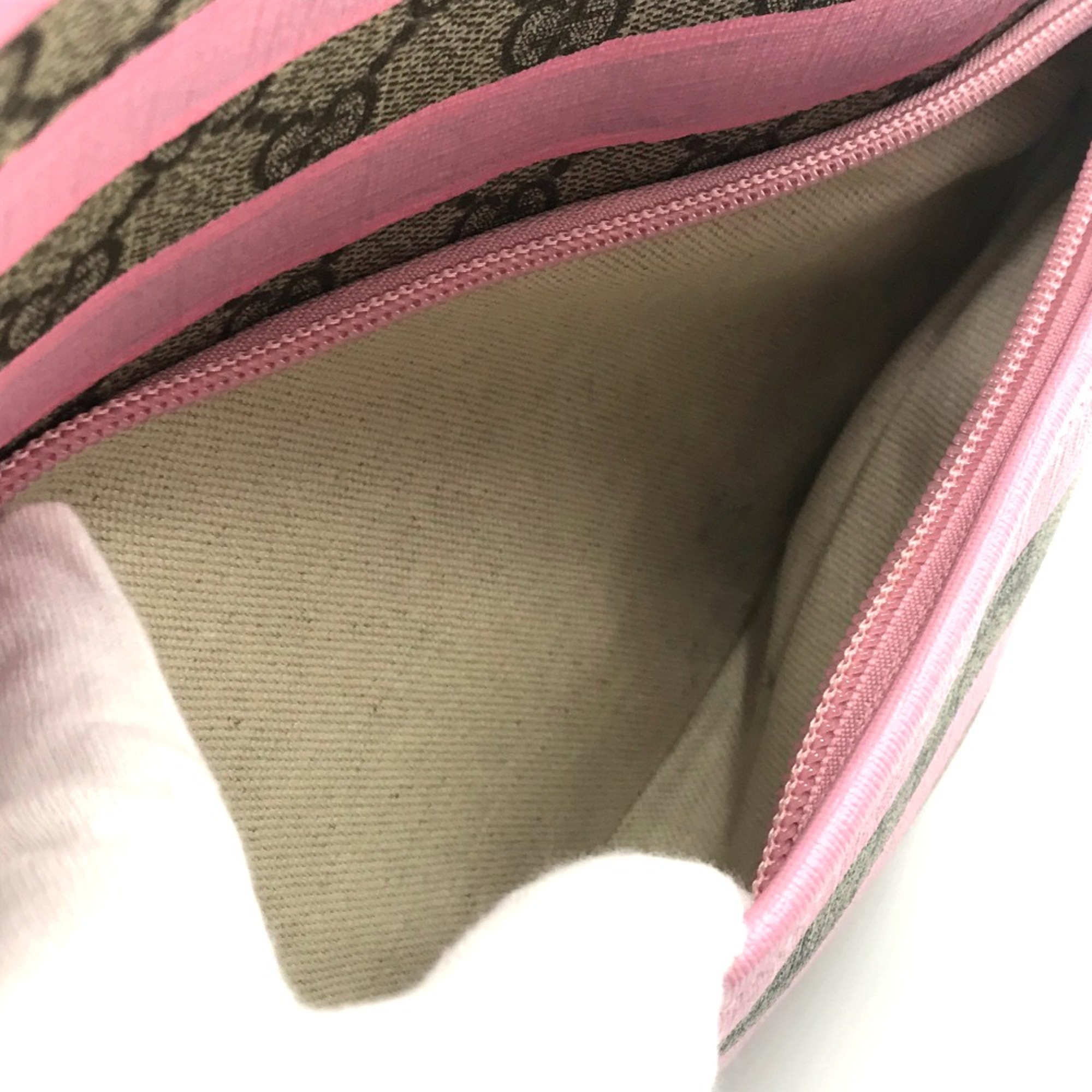 Gucci 271327 GG Supreme Backpack Pink x Beige