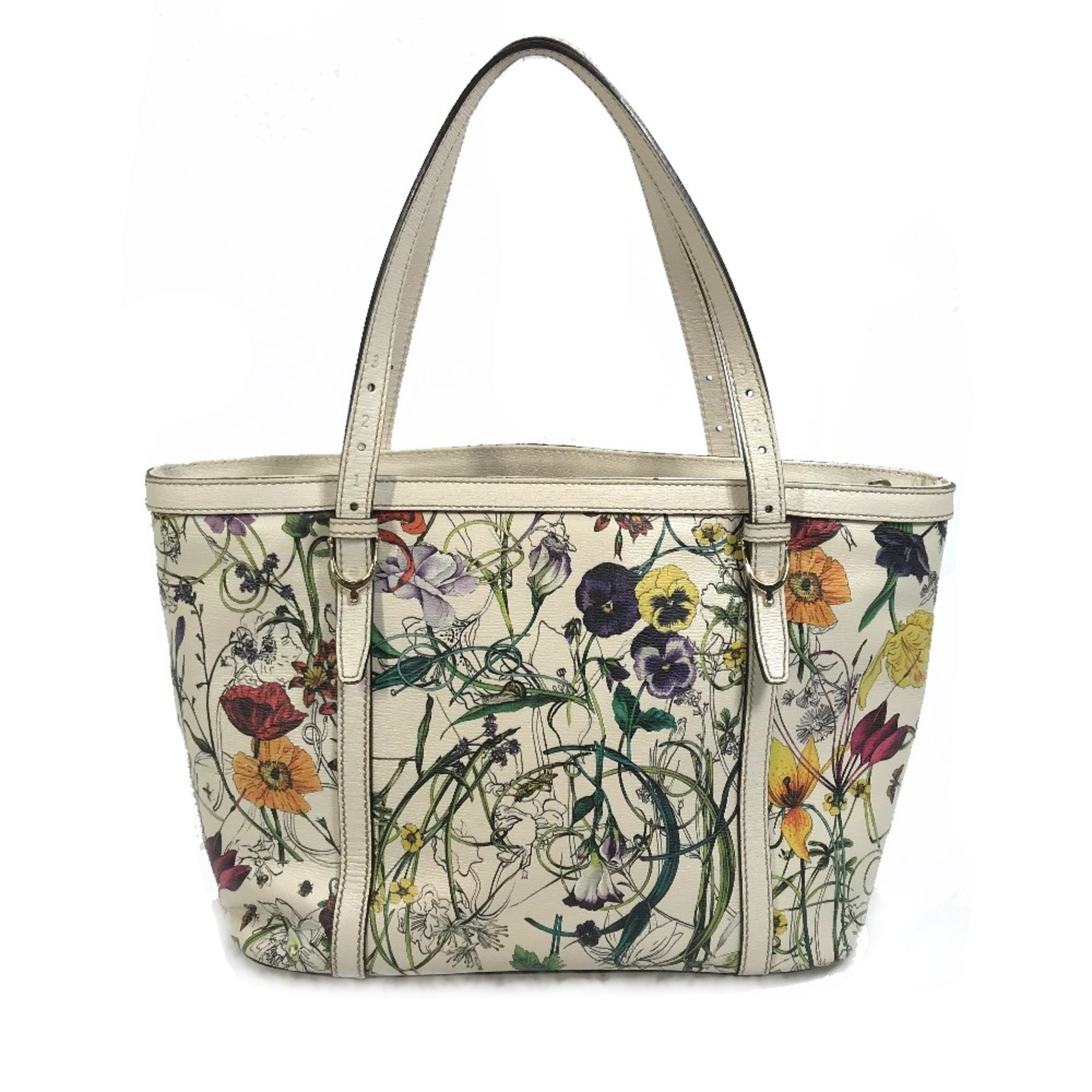 Gucci 336776 Flora Floral Gucci Nice Bag Hand Bag Tote Bag IvoryBased