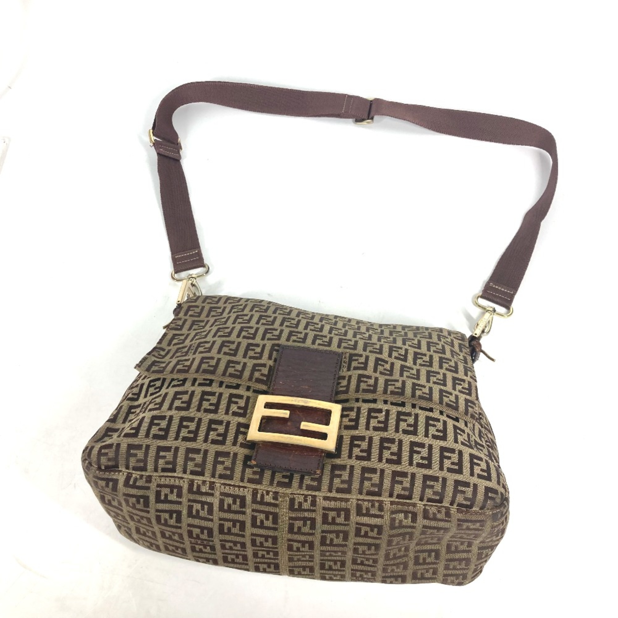 Fendi Zucchino Shoulder Bag Hand Bag Crossbody Bag Shoulder Bag Brown